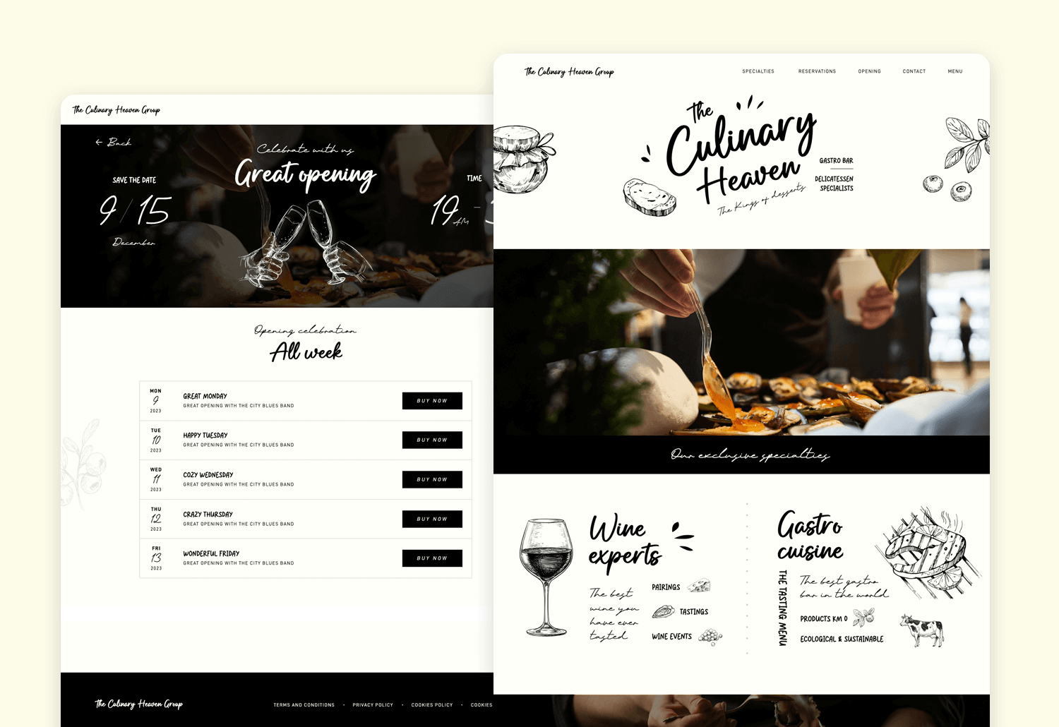 website mockup examples - restaurant