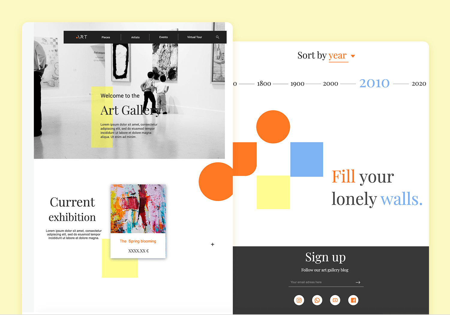 website mockup templates - art gallery