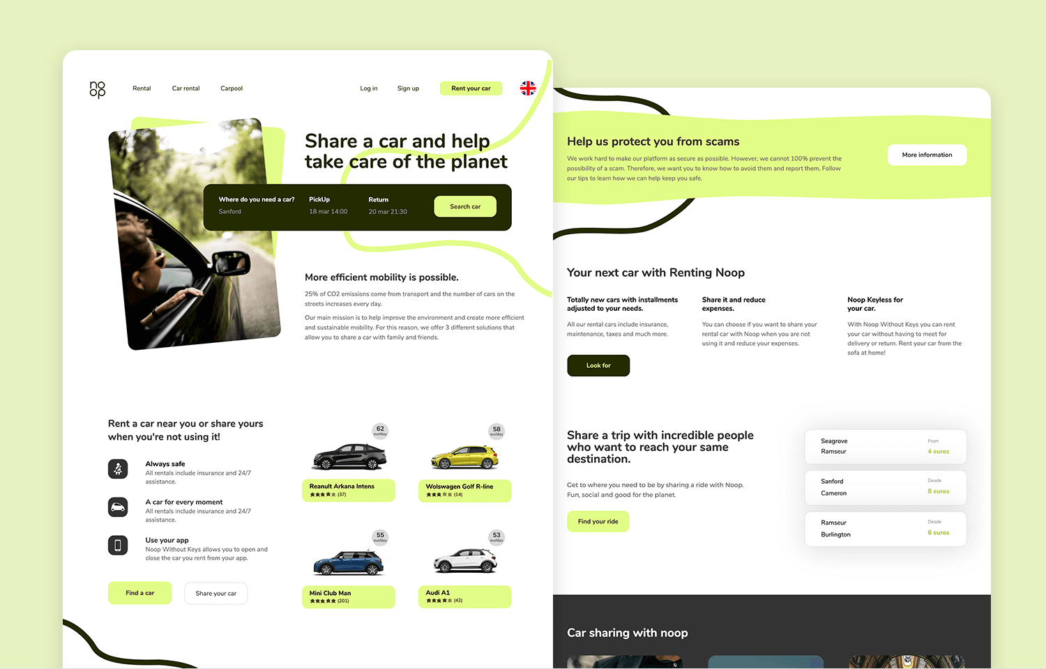 website mockup templates - car rental