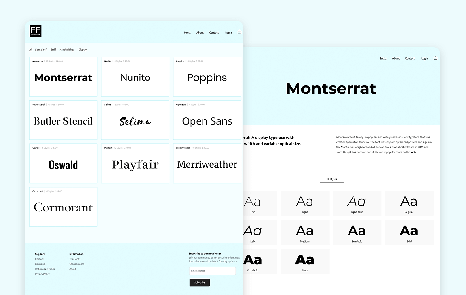 website mockup templates - fonts