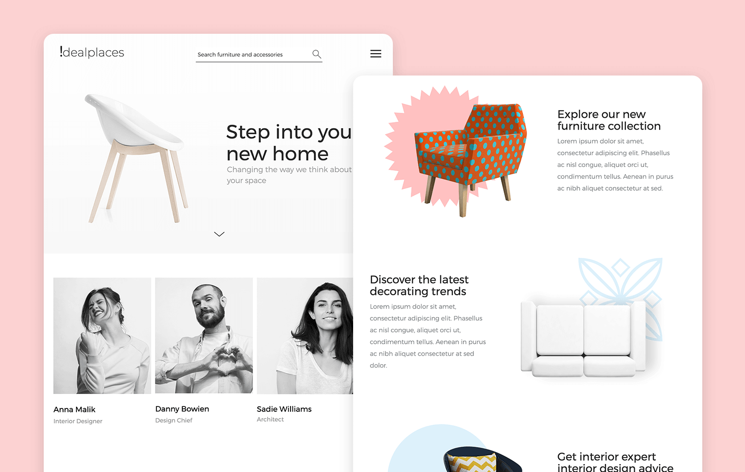 website mockup templates - furniture