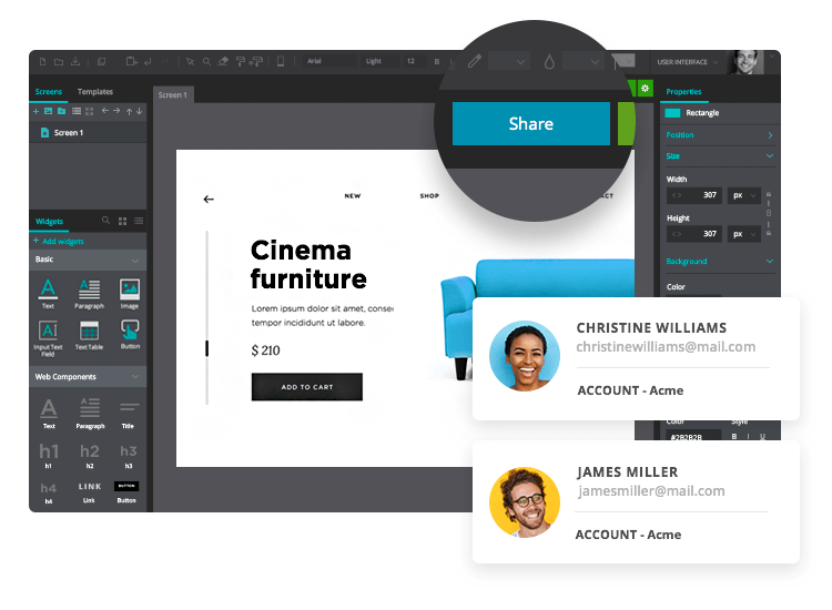 Share prototypes remotely - collaborate online