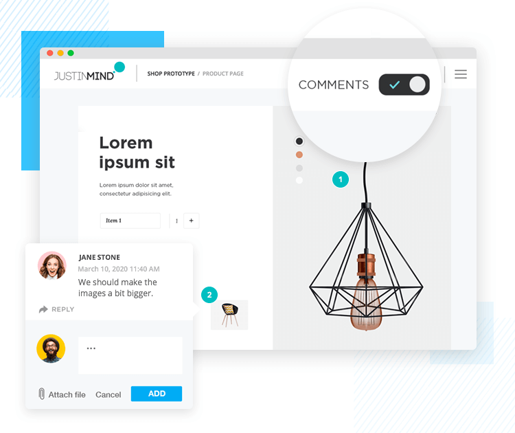 Share prototypes remotely - toggle comments on/off