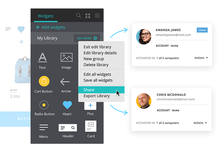 Share UI kits with Justinmind - sharing libraries