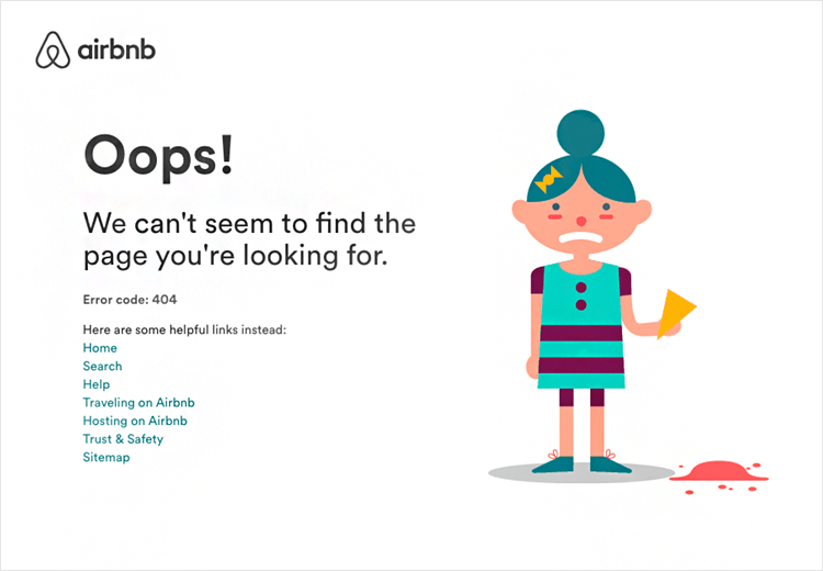 airbnb 404 page as a good design example
