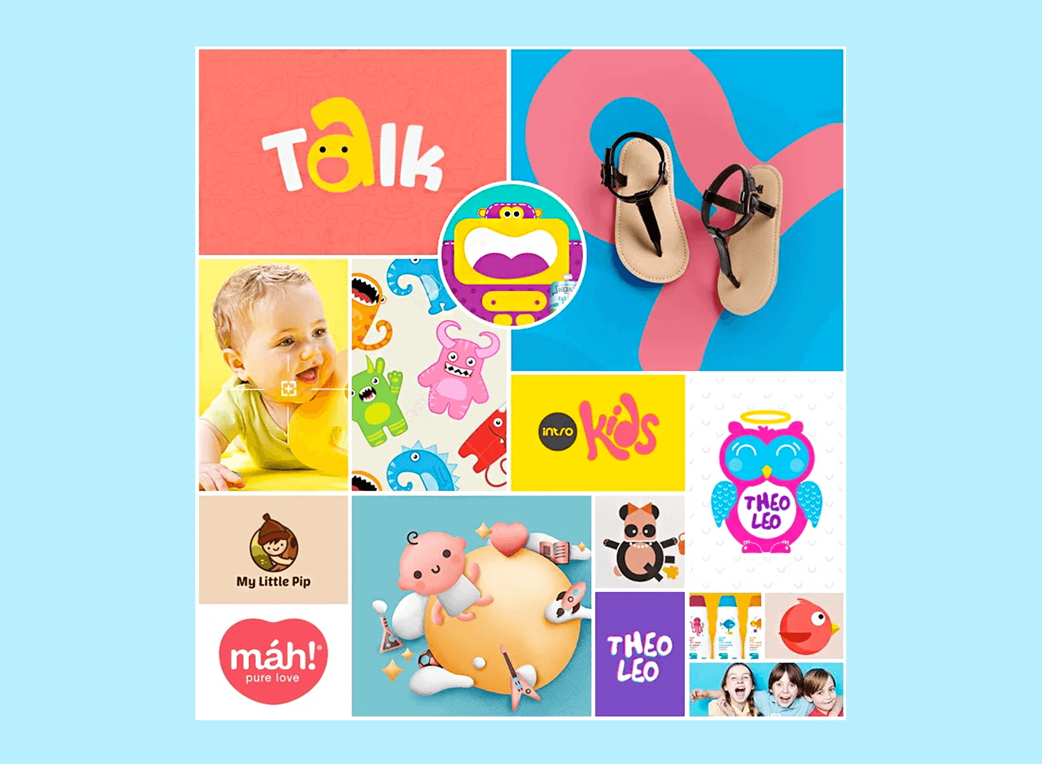 App mood board example - children’s social media