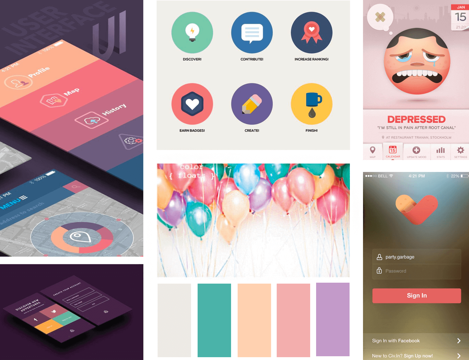 App Ui Mood Board Example Emotion 