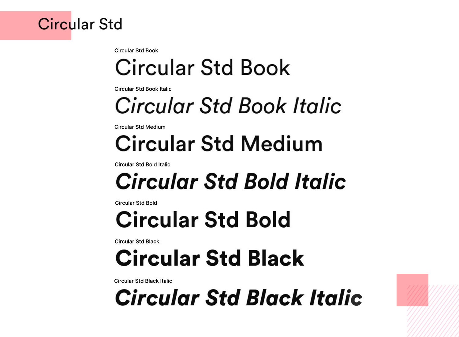 Circular font variations in regular and bold styles