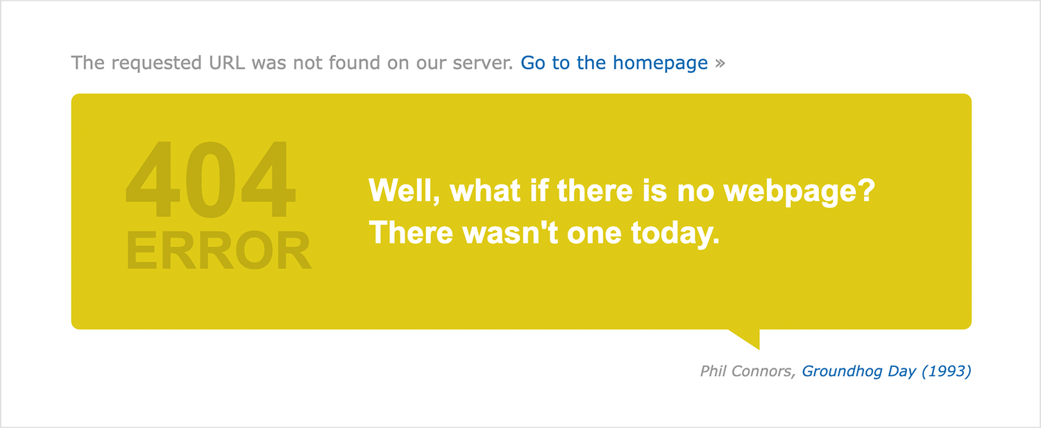 IMDb 404 error page with Groundhog Day movie quote