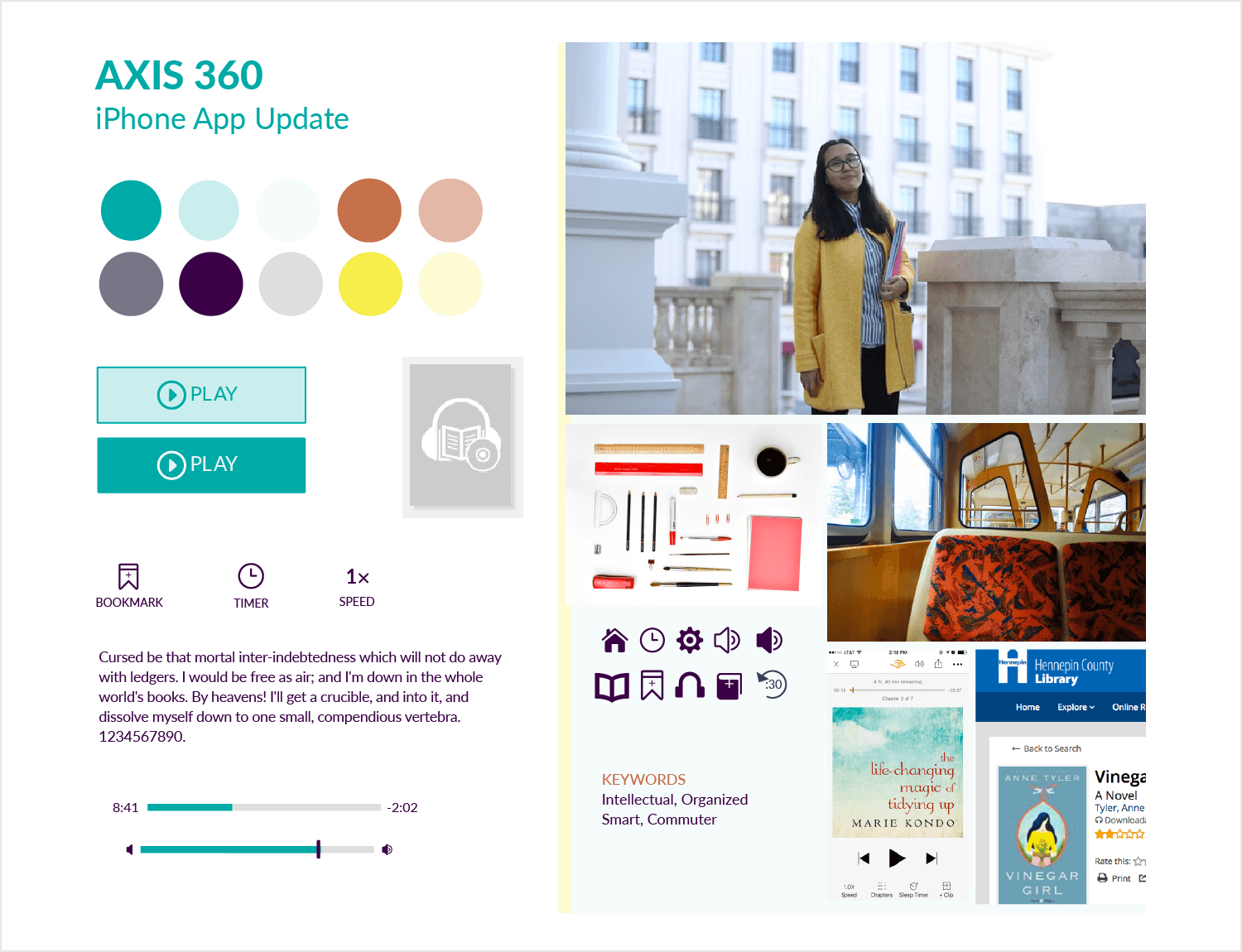 Website mood board examples - commuter app with colors and photos