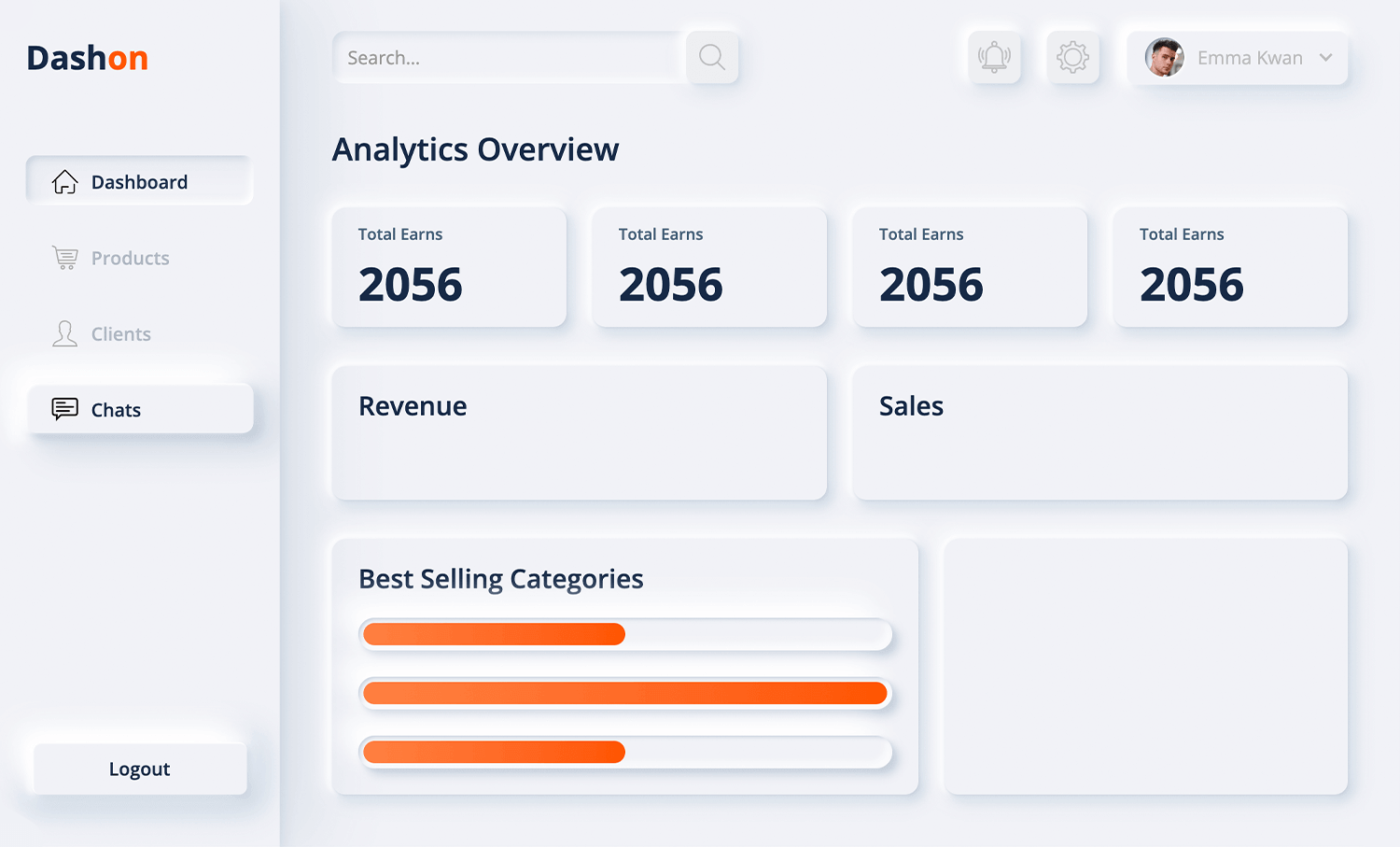 neomorphism ui dashon