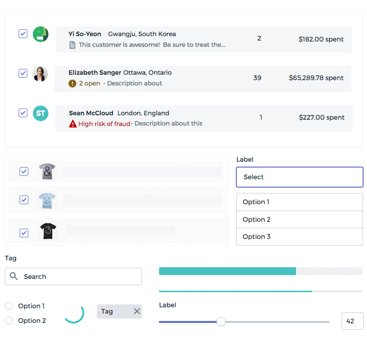 shopify ui - lists for data prototyping