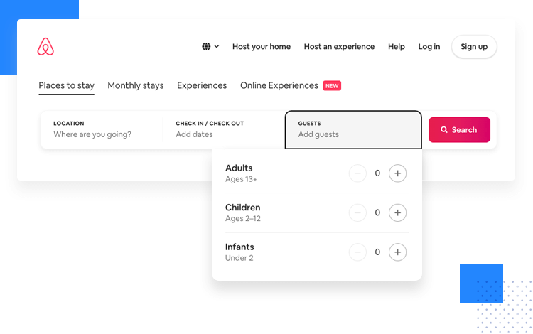 dropdown feature that holds pickers for airbnb