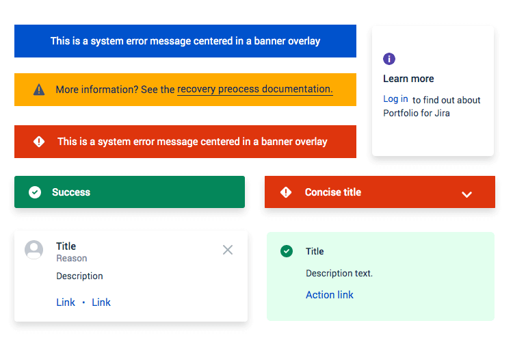 Atlaskit UI kit - messages including banners and dropdown flags