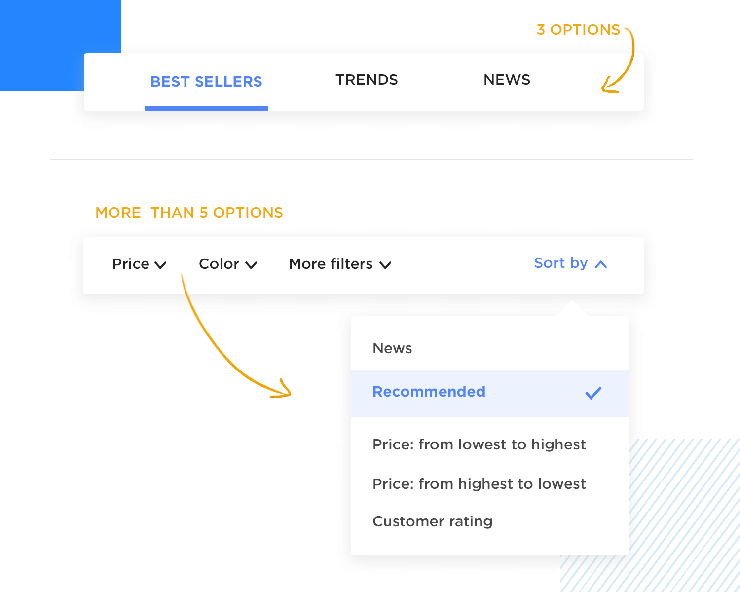 Drop down list design - list with at least 5 options