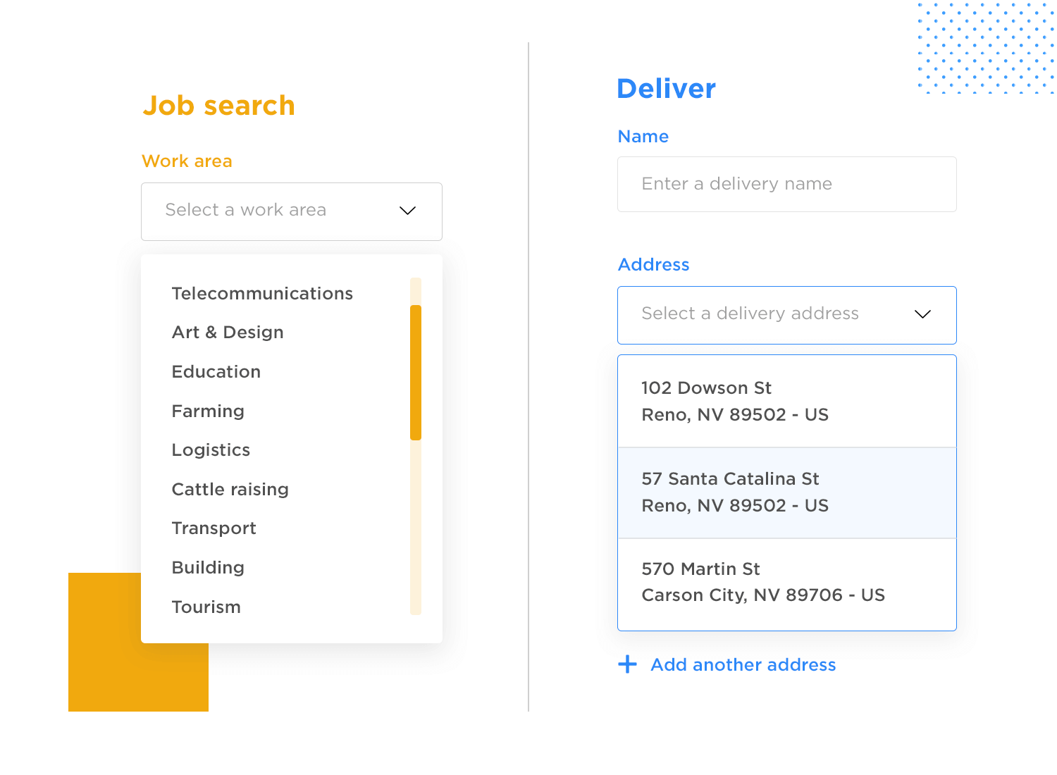 drop down list ui design