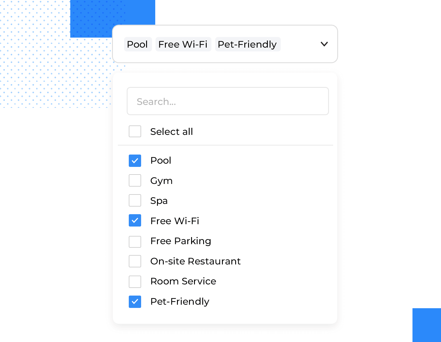 dropdown list ui customized searches