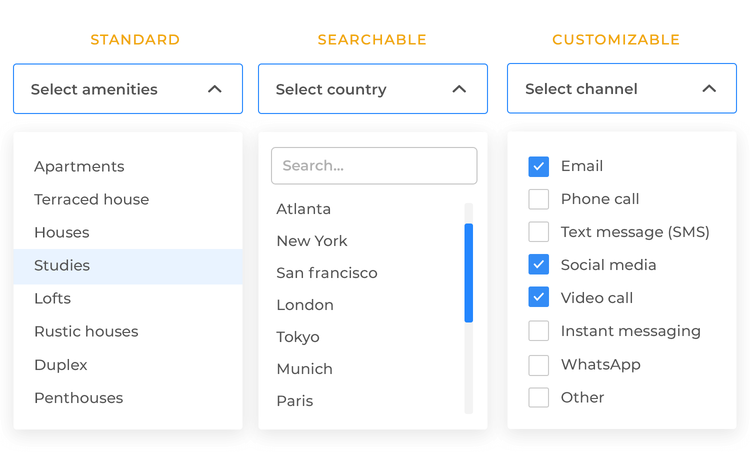 dropdown list ui websites