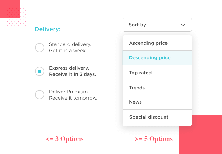 when to use radio buttons or dropdown lists in ui design