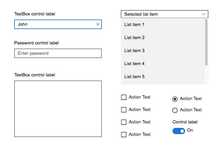 Windows 10 UI kit - forms and inputs