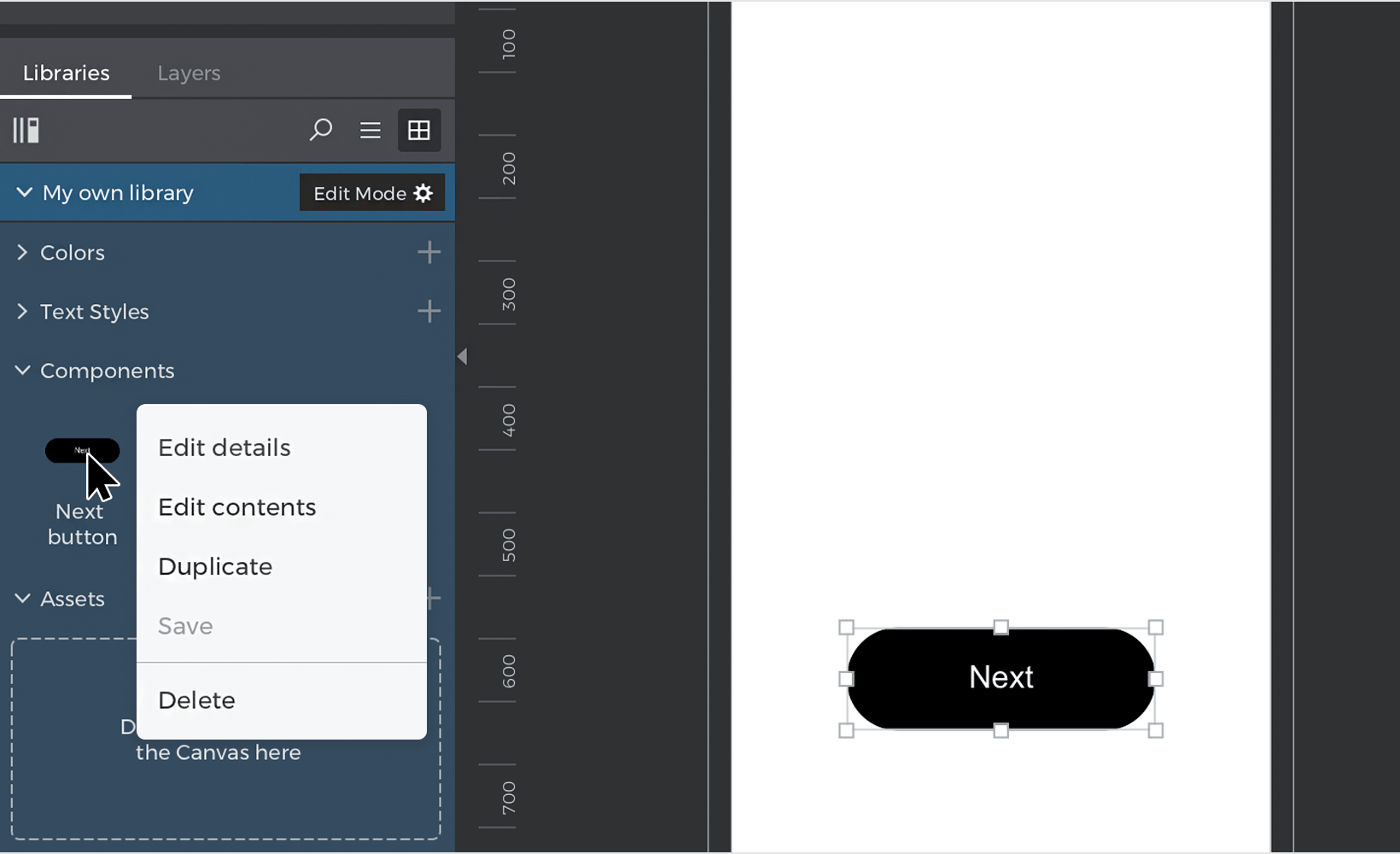 Right click on a widget to see options to edit its name or content