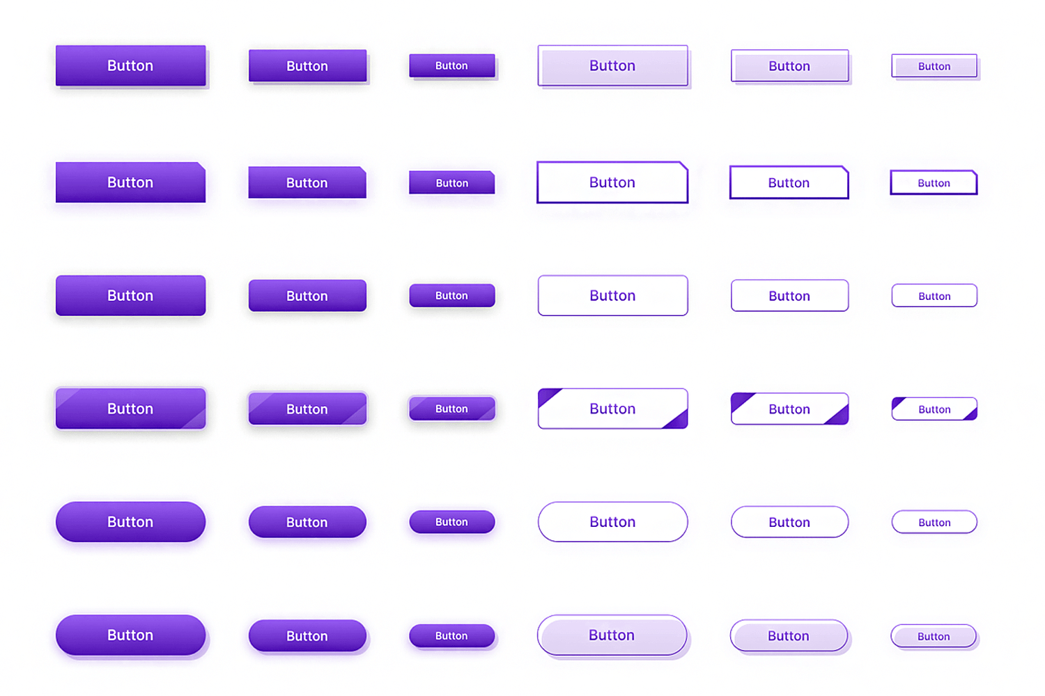 UI button design examples with various shapes and styles