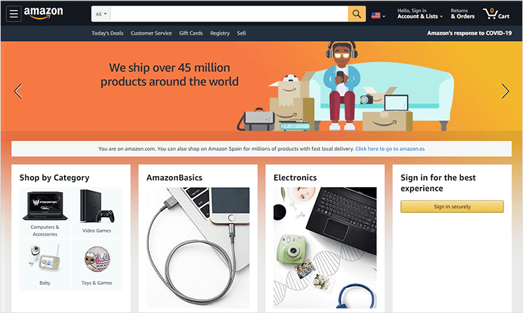 Bad UI design websites with good UX - Amazon