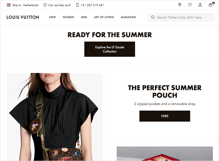 Bad UI design websites with good UX - Louis Vuitton