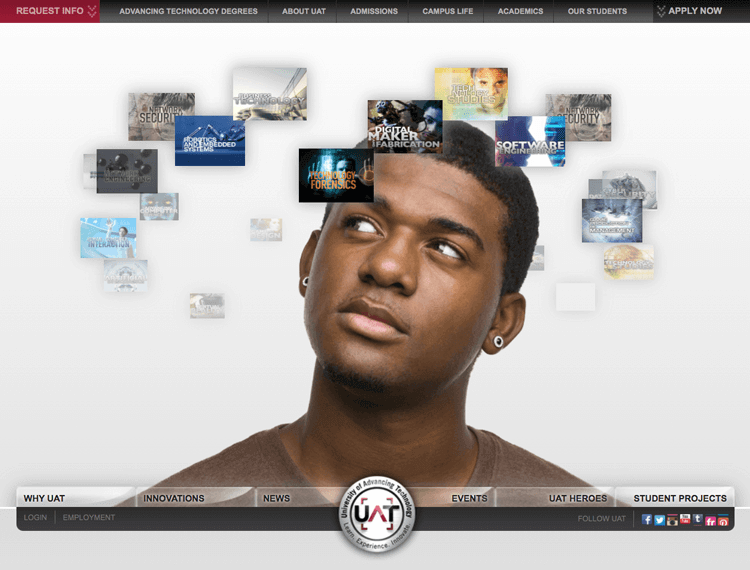 Bad UI design websites with bad UX - University of Advancing Technology