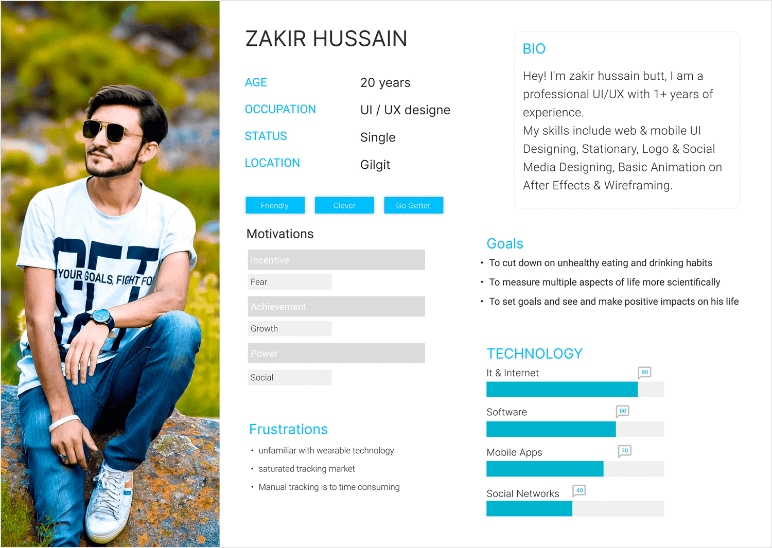 user persona template of designer looking for health