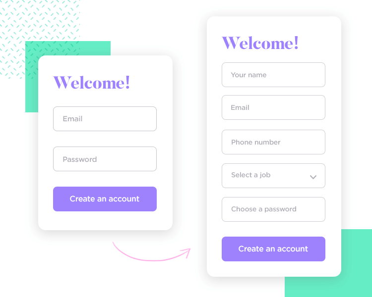 analogy of signup form for feature creep
