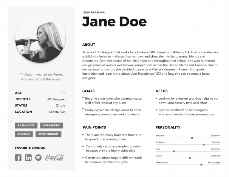 30 Examples Of Great User Persona Templates - Justinmind
