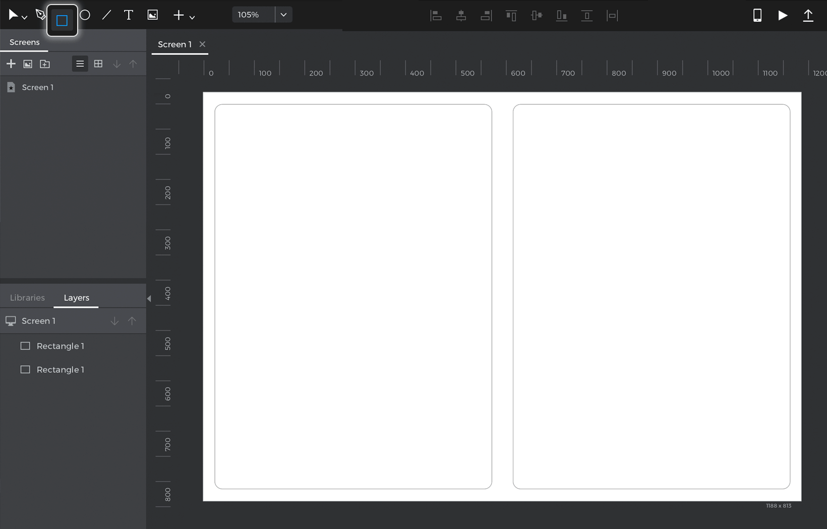 Place two rectangles on the canvas to be the background 
