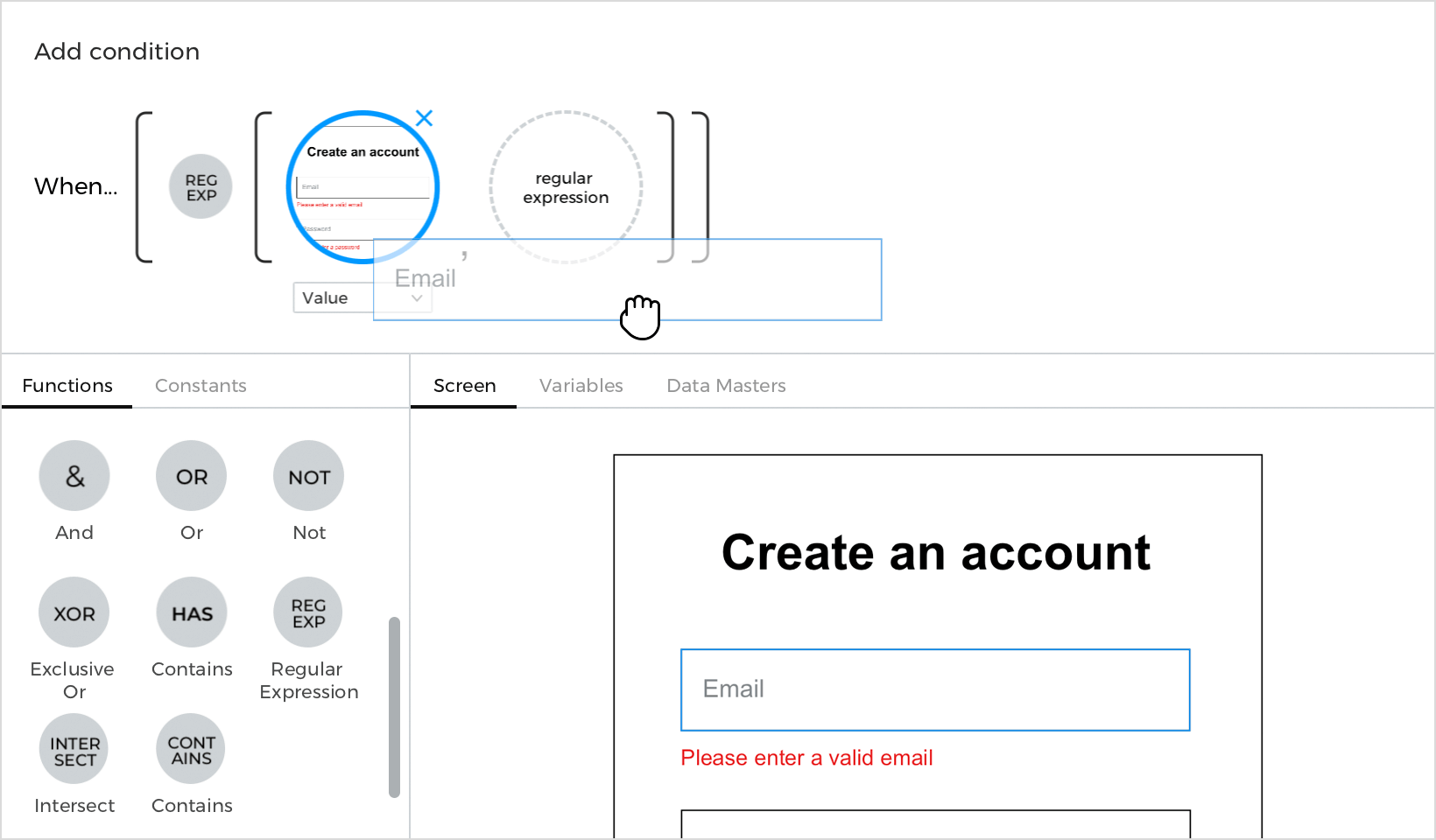 Drag the email input field to the open space on the left