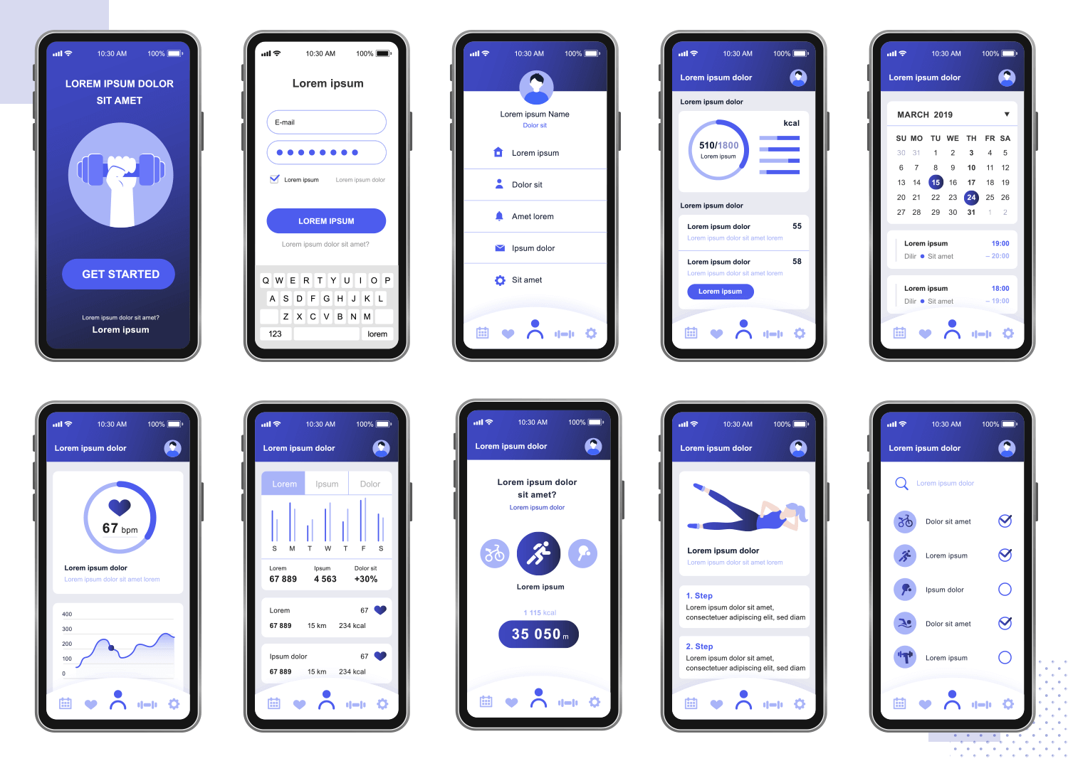 showing UI of fitness app mockup