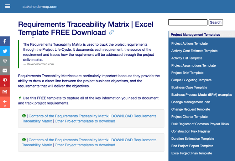 free template for traceability matrix