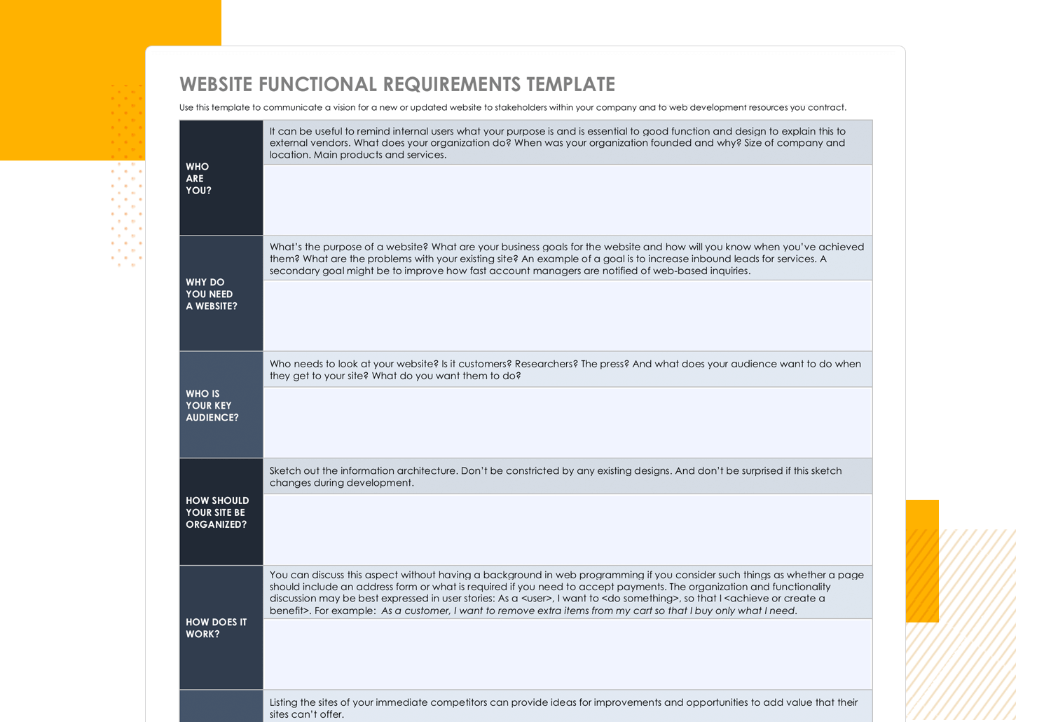 Website Specs Template