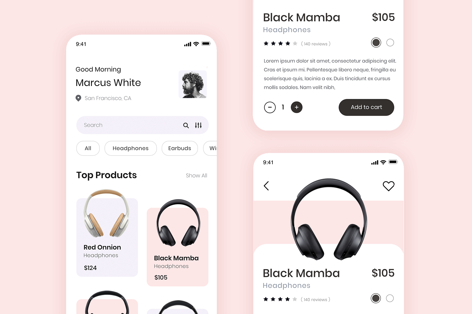 mockup of headphone online store
