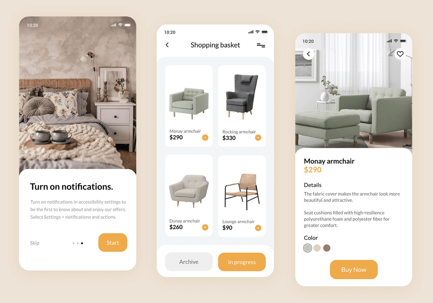 mobile app mockup example for online store