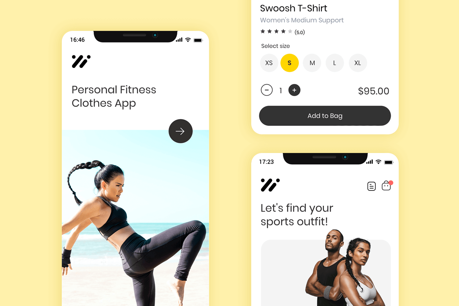 mobile mockup for fitness clothing store app