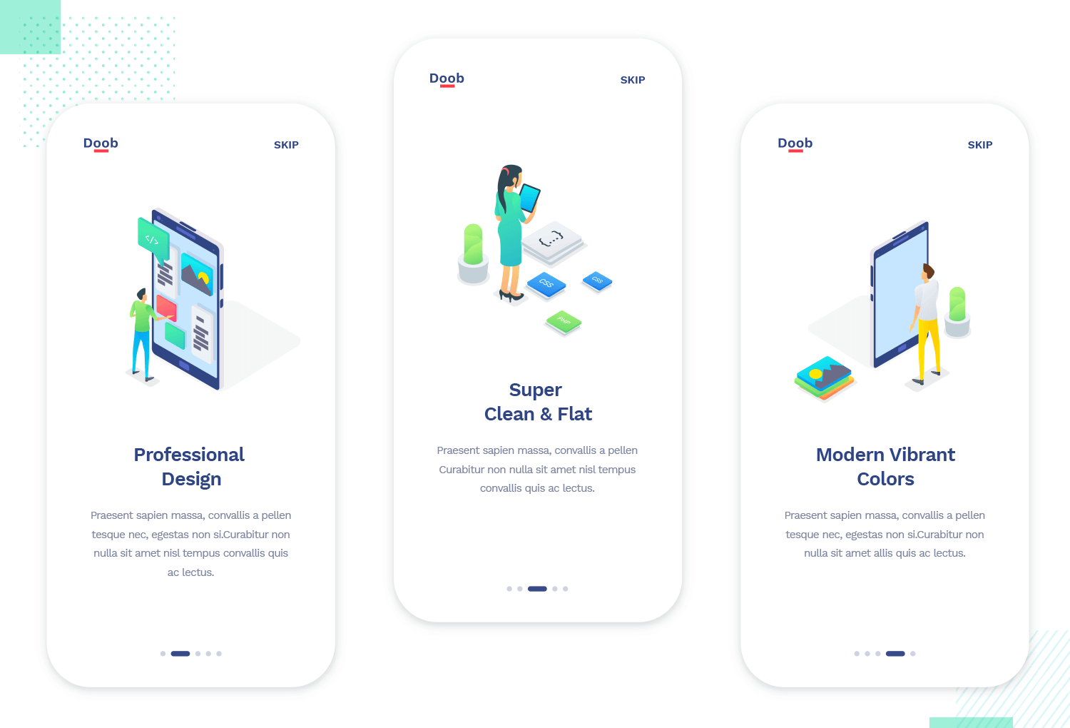 showing screens of app onboarding mockup