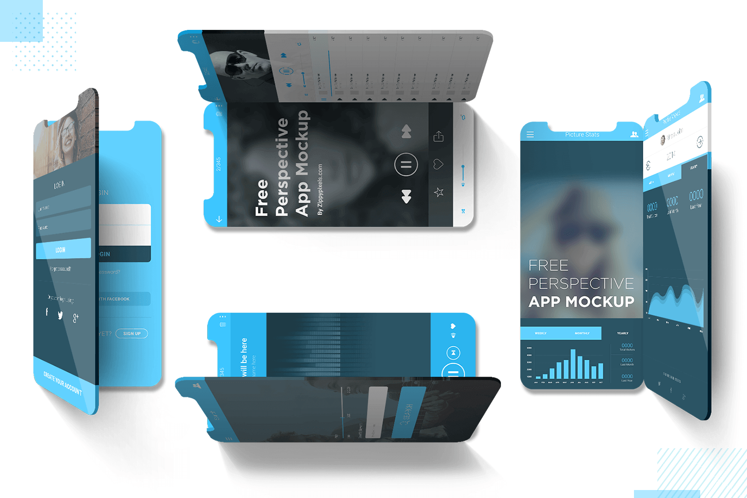 perspective mobile app mockup for free download