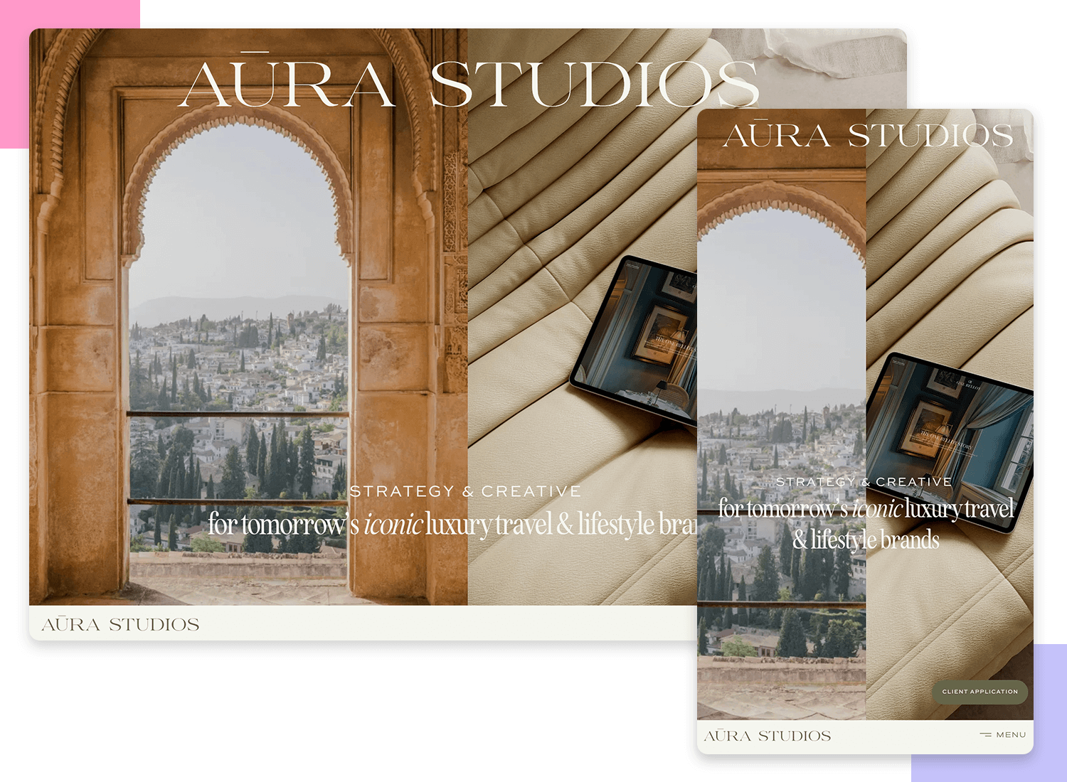 Aura Studios responsive website example on desktop and mobile