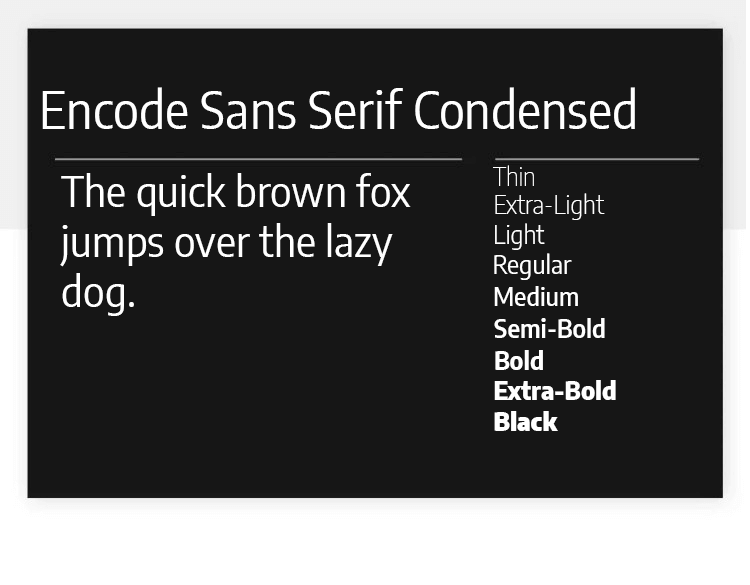 encode sans seriff condensed as great google font for free