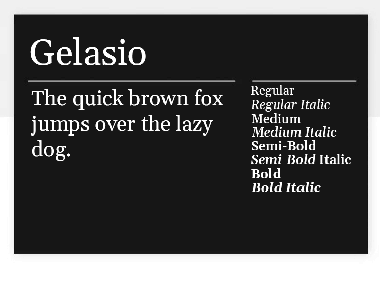 gelasio as google font for ui design