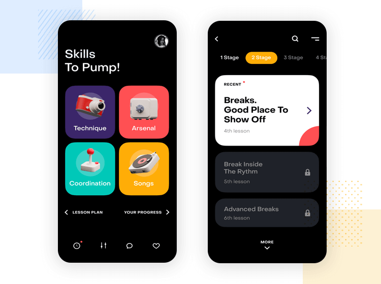 iOS design - Drum School app UI