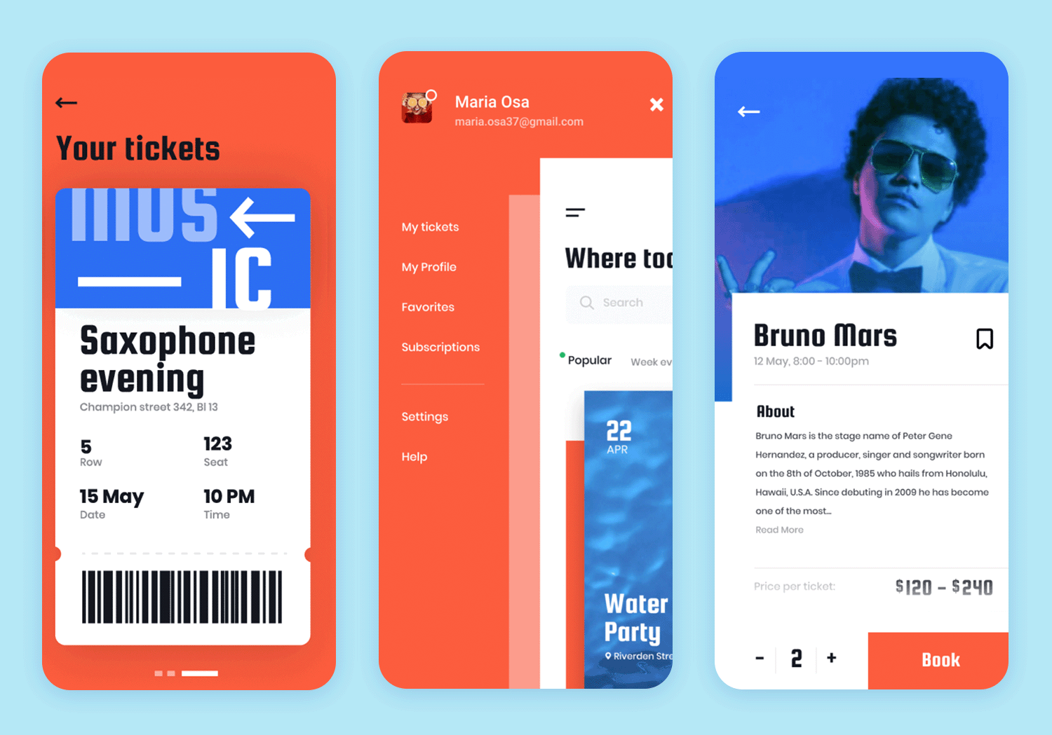 iOS app design - Event Planner UI