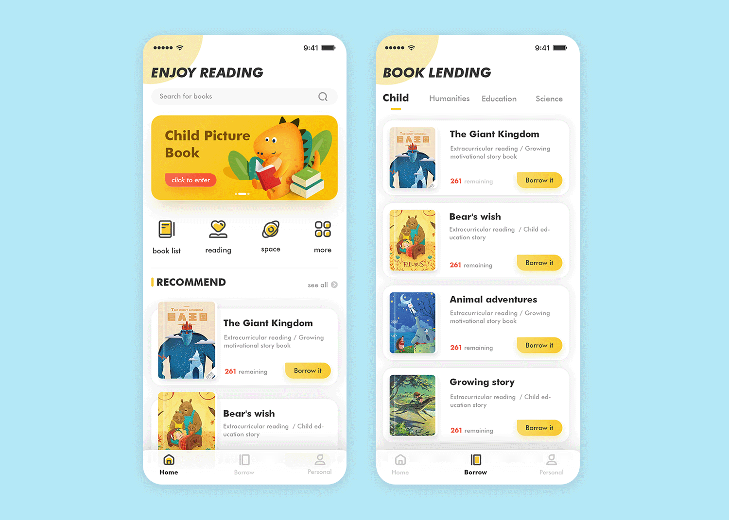 iOS design - Children's reading app UI