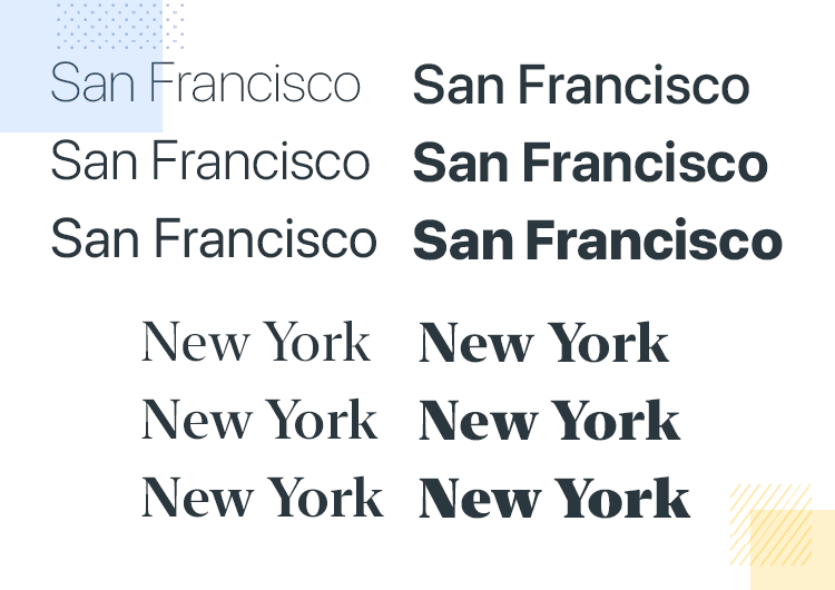 iOS app design - San Francisco fonts and weights