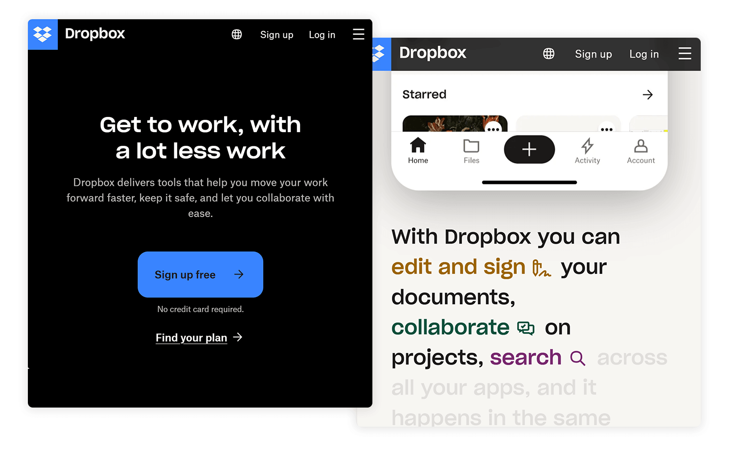 landing page design dropbox